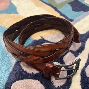 Vintage Banana Republic Made In Italy Leather Braided Belt Brown Size 30